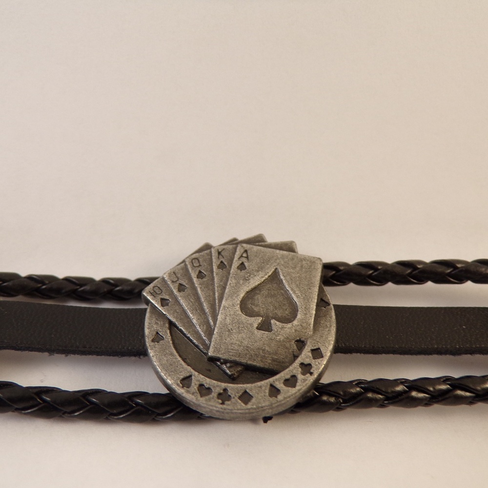 Punk Wristband Leather Men Braided Poker Hand